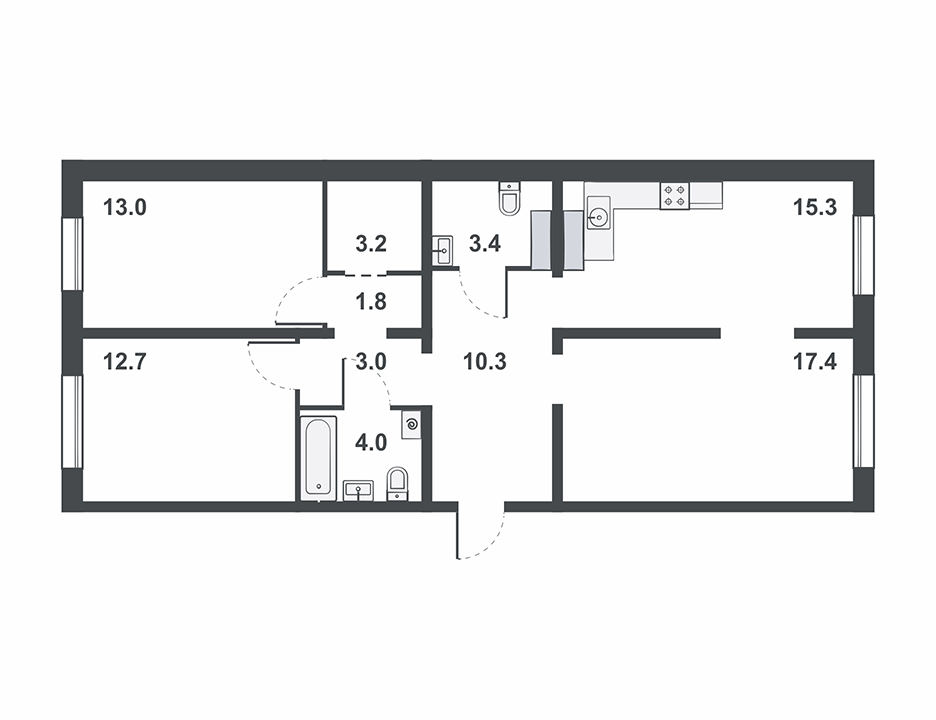 планировка квартиры 84 м2